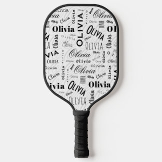 Palas De Pickleball Olivia Nombre Personalizado Negro Blanco
