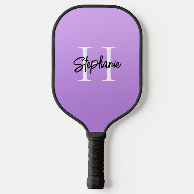 Palas De Pickleball Ombre de lavanda ligera a mediana monogramado (Reverso )