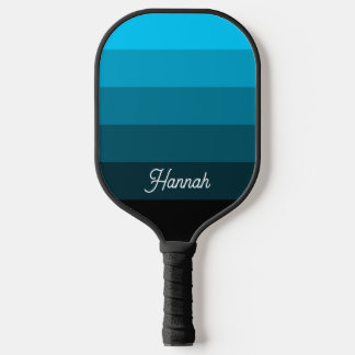 Palas De Pickleball Ombre de raya negro azul acua personalizado