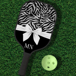 Palas De Pickleball Ombre Purpurina Zebra White Bow Monogramado