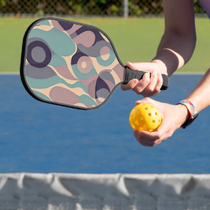 Palas De Pickleball Ondas abstractas moradas y azules silenciadas