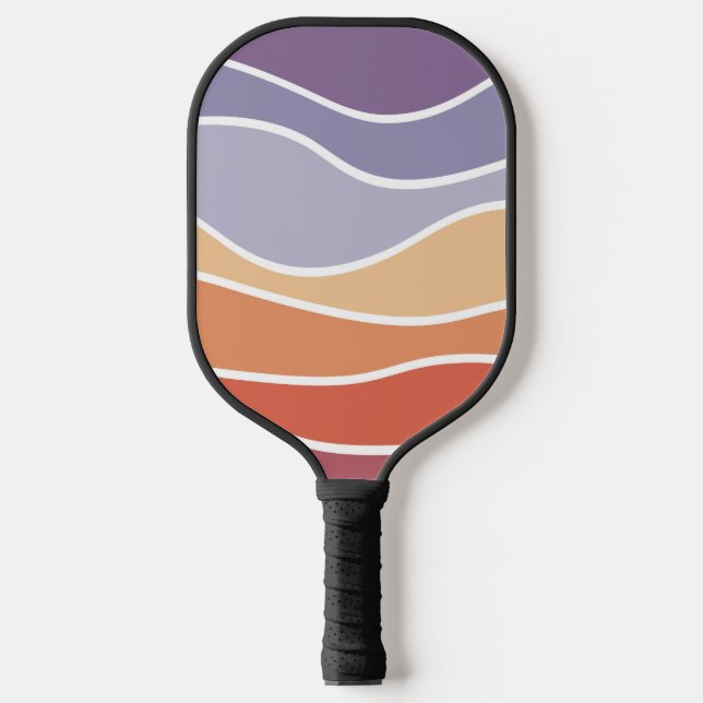 Palas De Pickleball Ondas de estilo retro púrpura y naranja (Anverso)