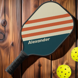 Palas De Pickleball Ondas de rayas deportivas vintage con nombre