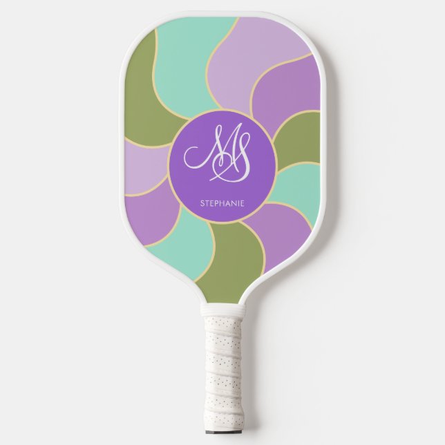 Palas De Pickleball Ondas de sol retro personalizadas (Anverso)
