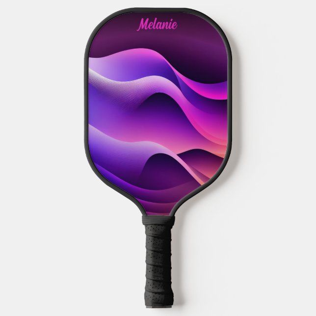 Palas De Pickleball Ondas púrpura y rosa personalizadas personalizado (Anverso)