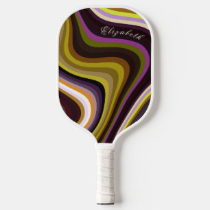 Palas De Pickleball Ondas retro coloridas Monograma moderno