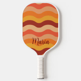 Palas De Pickleball Ondas retro vintage naranja y amarillo personaliza