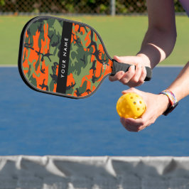 Palas De Pickleball Orange Camouflage Pattern, Your name, Personalize