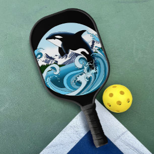 Palas De Pickleball Orca Majestuosa Ballena Asesina Olas Azules Océano