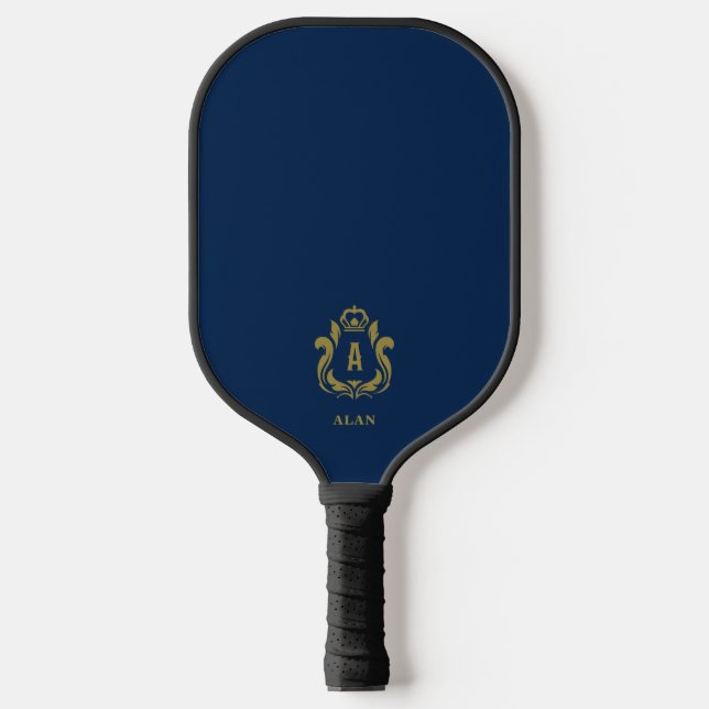Palas De Pickleball Oro de Cresta Azul Oscuro Inicial A (Anverso)