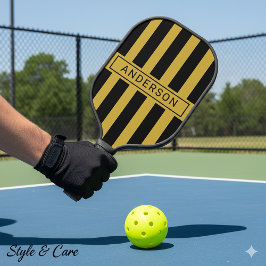 Palas De Pickleball Oro Metálico con Franjas Negras Nombre Personaliza