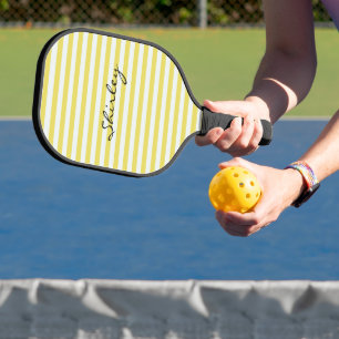 Palas De Pickleball Oro pálido y franjas blancas por Shirley Taylor