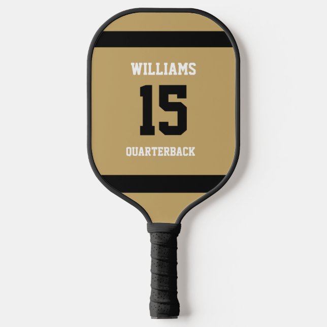 Palas De Pickleball Oro y Negro Plano (Anverso)