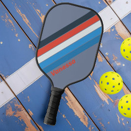 Palas De Pickleball Oscuro a rayas vintage con nombre