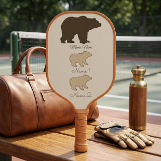Palas De Pickleball Oso Mama Personalizado Con 2 Nombres De Niños Rega