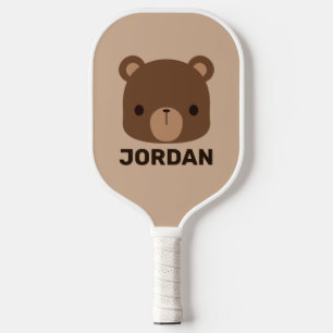 Palas De Pickleball Oso marrón lindo con nombre personalizado