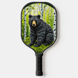 Palas De Pickleball Oso negro en un bosque de abedules