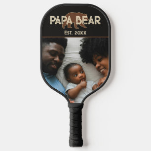 Palas De Pickleball Oso Papá Padre Año Establecido Foto Negro