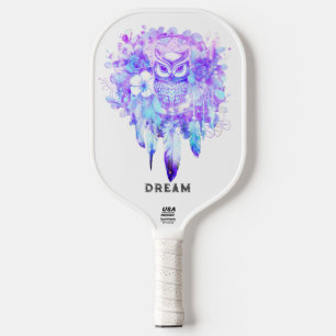Palas De Pickleball Owl Totem Dreamcatcher Floral Feather Tint Purple