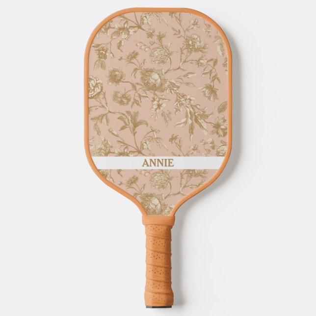 Palas De Pickleball Paddle antiguo de baloncesto de tortilla floral (Anverso)