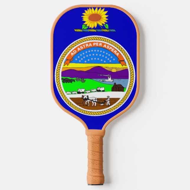 Palas De Pickleball Paddle de baloncesto con bandera del estado de Kan (Anverso)