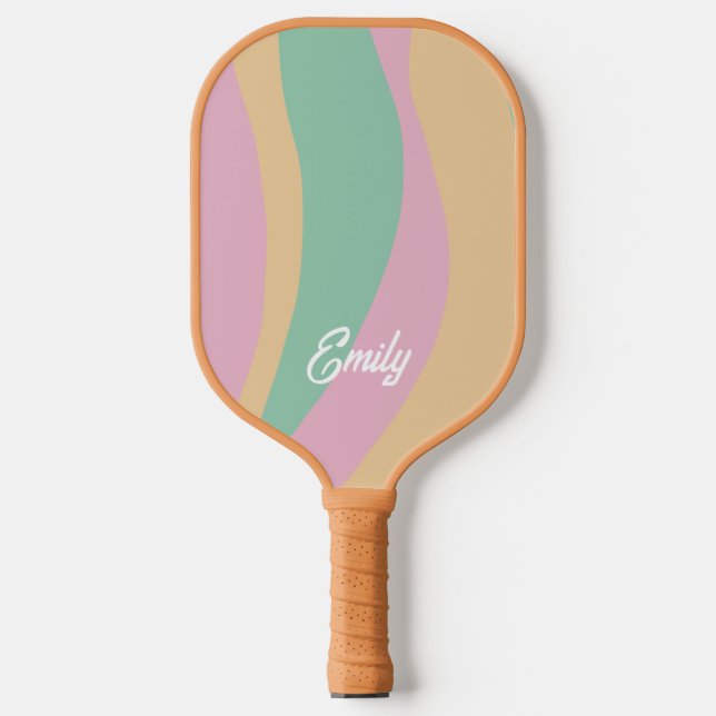 Palas De Pickleball Paddle de bola de saltos con patrón ondulado retro (Anverso)