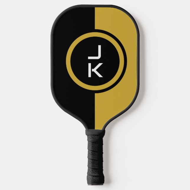 Palas De Pickleball Paddle de bolas de oro negro personalizado (Anverso)