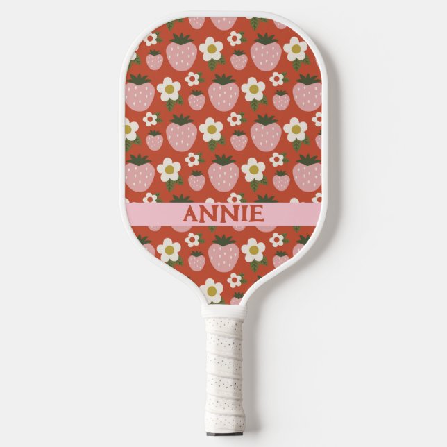 Palas De Pickleball Paddle de bolas de pato personalizado de fresa roj (Anverso)