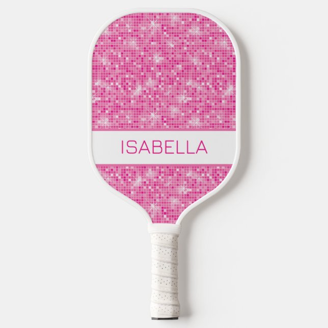 Palas De Pickleball Paddle de bolas de Purpurina rosado personalizado (Anverso)
