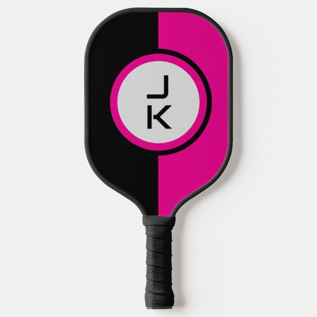 Palas De Pickleball Paddle de bolas de rosado negro personalizado (Anverso)