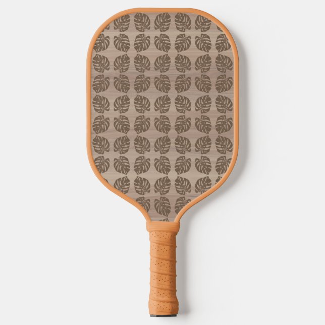 Palas De Pickleball Paddle de bolas, hoja de palma retro tiki (Anverso)