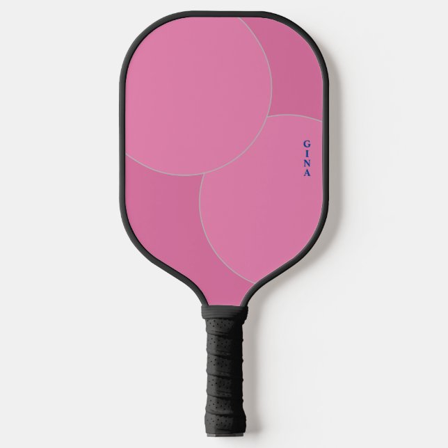 Palas De Pickleball Paddle de bolas rosadas con nombre (Anverso)