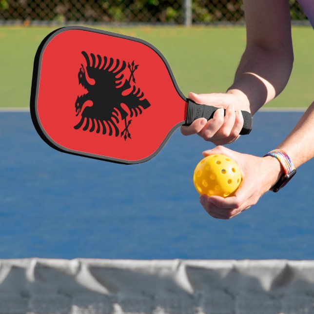 Palas De Pickleball Paddle de pelota con bandera de Albania (in situ)