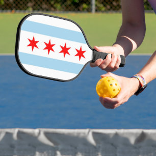Palas De Pickleball Paddle de pelota con bandera de Chicago, Estados U