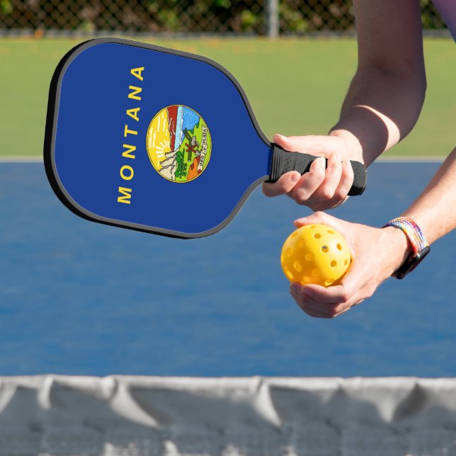 Palas De Pickleball Paddle de pelota con bandera de Montana, Estados U (in situ)