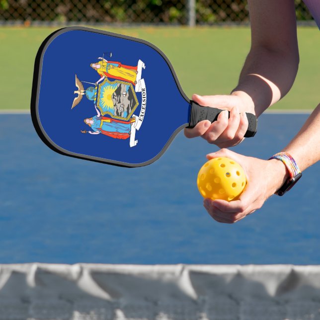 Palas De Pickleball Paddle de pelota con bandera del estado de Nueva Y (in situ)