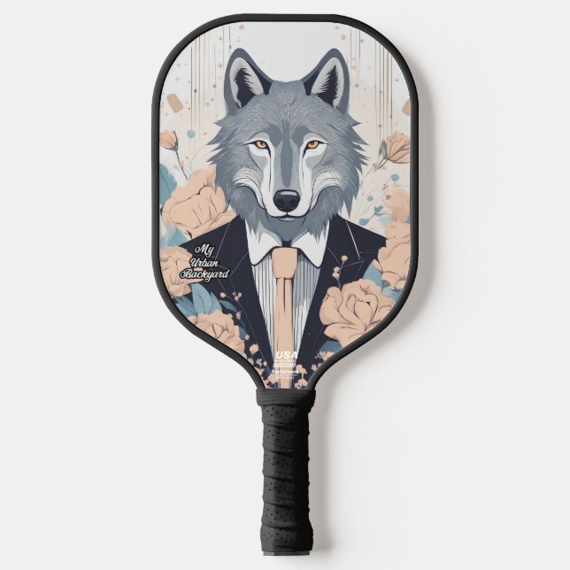 Palas De Pickleball Paddle de pelota de pellejo personalizado de lobo (Anverso)