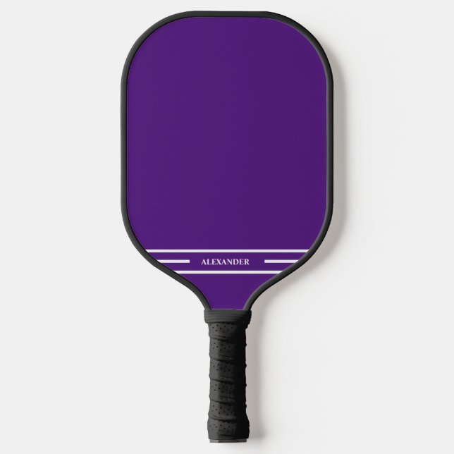 Palas De Pickleball Paddle morado y blanco con nombre (Anverso)