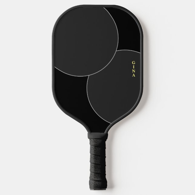 Palas De Pickleball Paddle negro de bolas con nombre (Anverso)