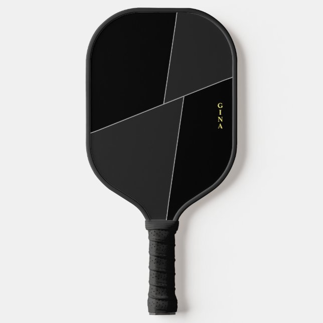 Palas De Pickleball Paddle negro de bolas con nombre (Anverso)