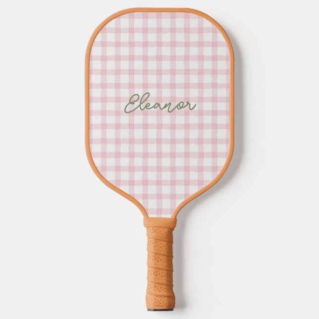 Palas De Pickleball Paddle Preppy Personalizado Gingham Pickleball (Anverso)