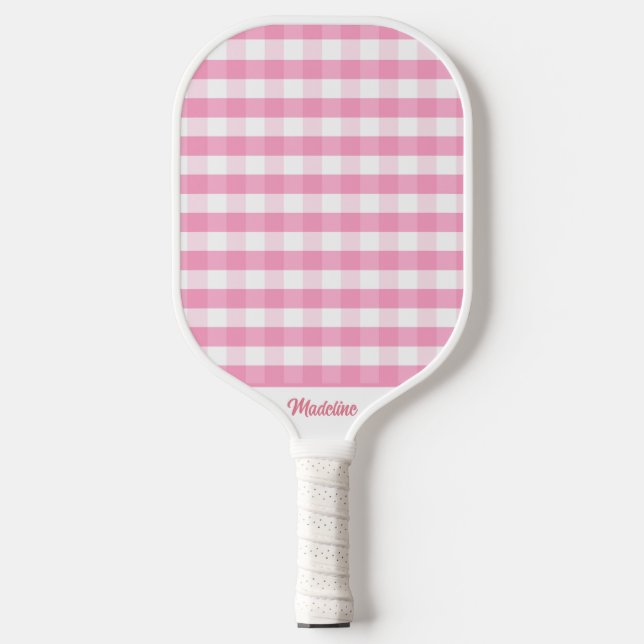 Palas De Pickleball Paddle Preppy Pink Gingham Pickleball (Anverso)