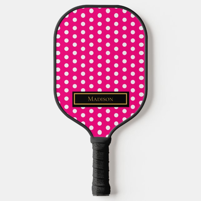 Palas De Pickleball Paddle rosado de polka dot de pellebol (Anverso)