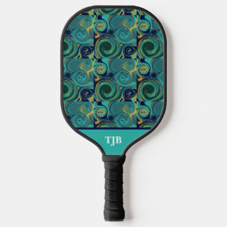 Palas De Pickleball Paddle Verde azulado abstracto personalizado de bo