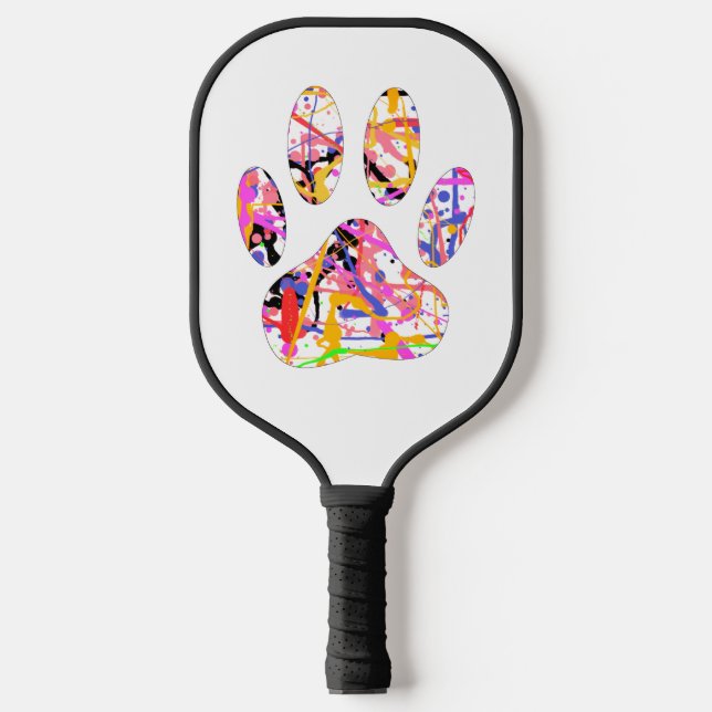 Palas De Pickleball Paint Splatter Dog Paw Print Heart (Anverso)