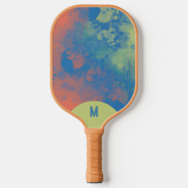 Palas De Pickleball Painted Clouds Green Blue Pink Monogram 
