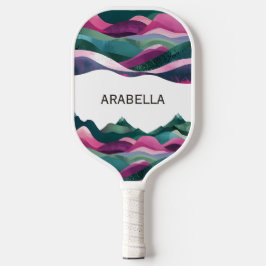Palas De Pickleball Paisaje montañoso abstracto de ondas de personaliz