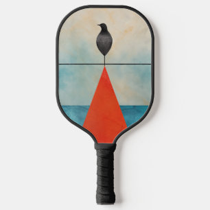 Palas De Pickleball Pájaro negro sobre triángulo rojo en medio del agu