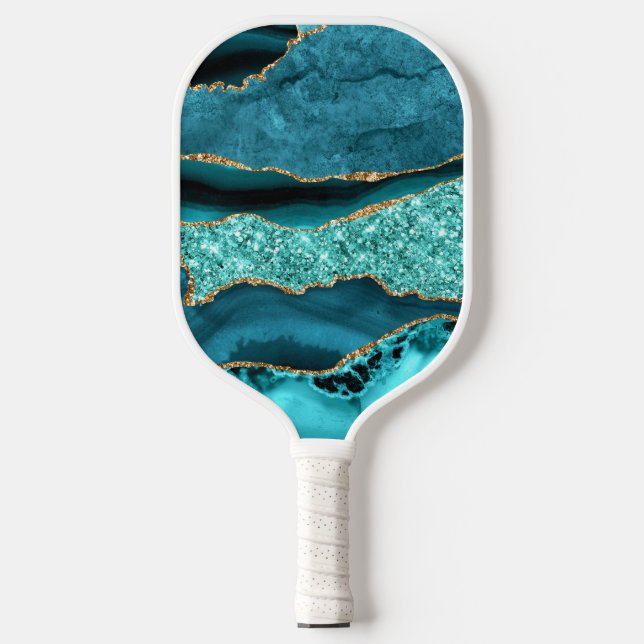 Palas De Pickleball Paleta de baloncesto turquesa de oro azul verde az (Anverso)