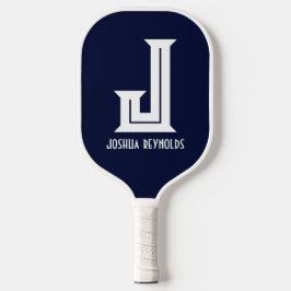 Palas De Pickleball Paleta de Pickleball Azul Marino Monograma Mínimo
